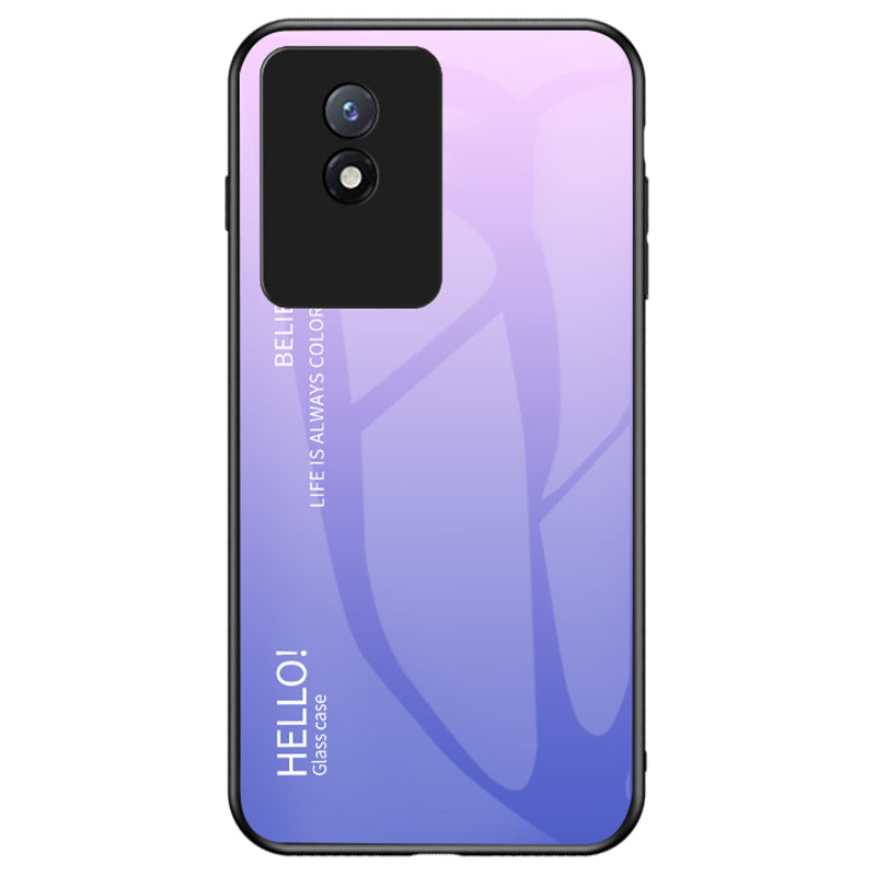 For vivo Y02 4G Gradient Color Tempered Glass Hard PC Soft TPU Hybrid Phone Case Back Shell For vivo Y02 4G Gradient Color Tempered Glass Hard PC Soft TPU Hybrid Phone Case Back Shell